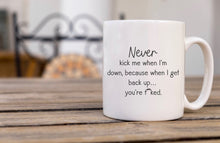 Load image into Gallery viewer, Never Kick Me When I’m Down - Funny Mug