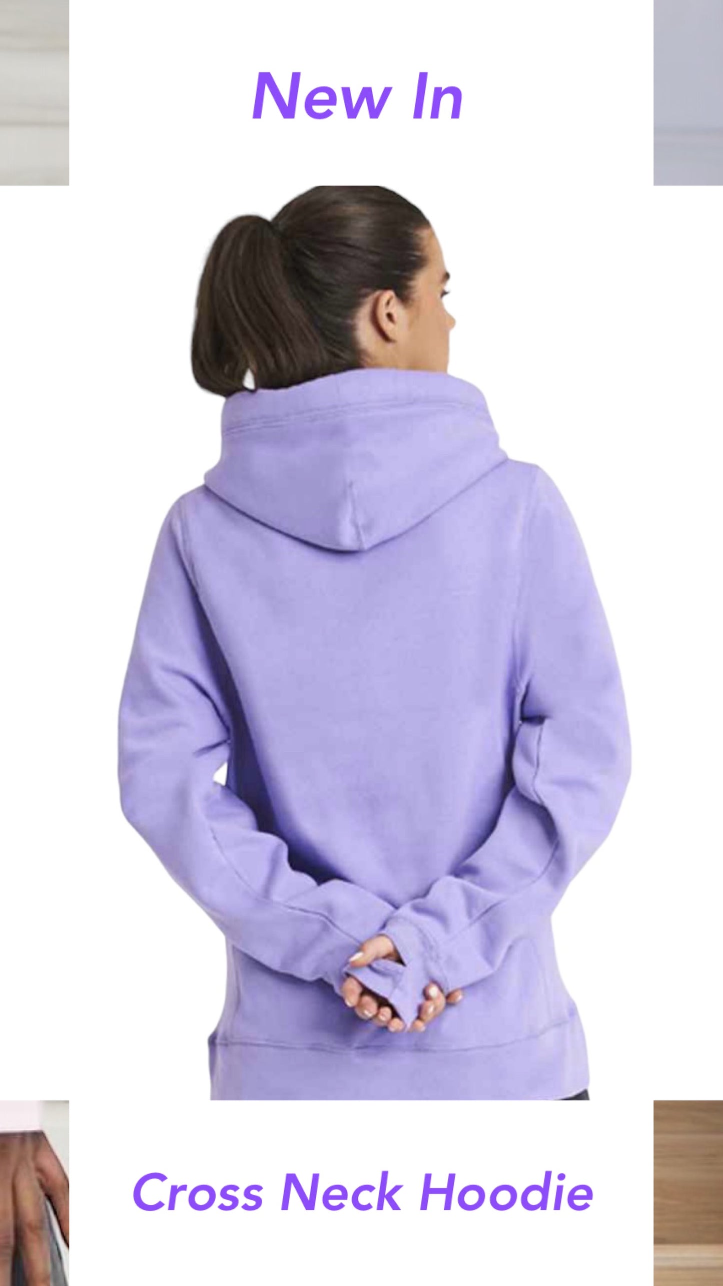 Crossover Neck Detail Hoodie in Lavender with Bee Design