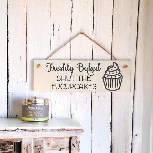 Freshly Baked Cupcakes - Wooden Wall Sign