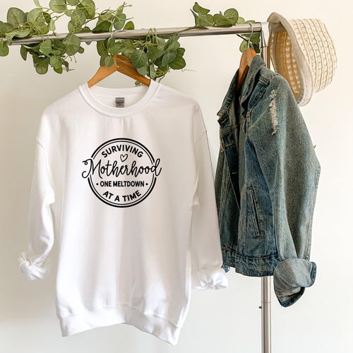 Surviving Motherhood White Sweatshirt