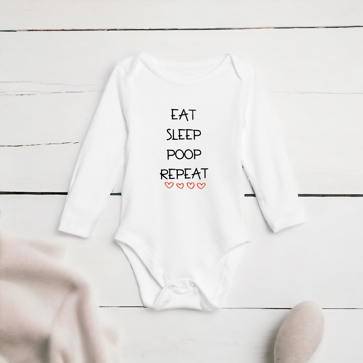 Eat Sleep Poop Repeat Long Sleeve Bodysuit