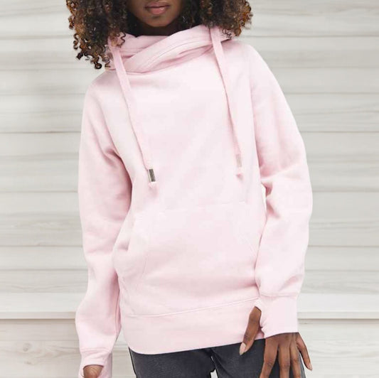 Pink Cross Neck Hoodie