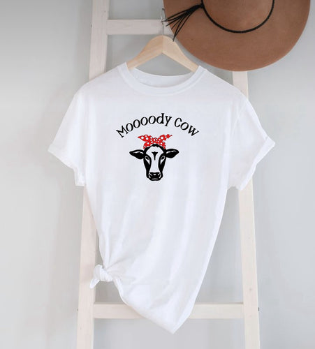 Moooody Cow White Tshirt